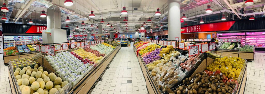 supermarkt afdeling groente en fruit